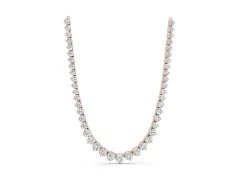 Round Diamond Tennis Necklace Set in Rose gold with Three-Prong Setting
