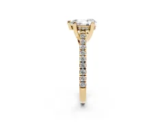 Pear Cut Diamond Solitaire Ring Set in Yellow gold with Brilliant Pavé Band and Prong Setting