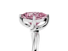 Fancy Pink Princess Cut Diamond Solitaire Engagement Ring Set in White gold with Classic Plain Band