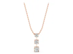 Round Diamond Triple Bar Pendant Set in Rose gold with Four-Prong Setting