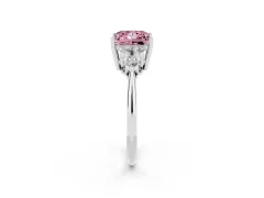 Fancy Pink Princess Cut Diamond Cluster Ring Set in Platinum with Plain Band and Prong Setting