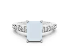 Radiant Cut Diamond Prong Set Solitaire Engagement Ring Set in Platinum with Pavé Band