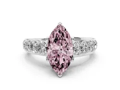 Fancy Pink Marquise Cut Diamond Pavé Engagement Ring Set in Silver with Prong Setting