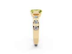 Fancy Yellow Emerald Cut Diamond Channel-Set Band Ring Set in Yellow gold with Bezel Prong Setting