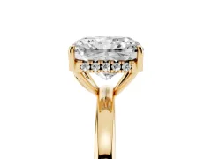 Radiant Cut Diamond Solitaire Ring Set in Yellow gold with Plain Band and Prong Setting