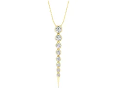 Round Diamond Graduated Drop Necklace Set in Yellow gold with Bezel Setting