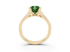 Fancy Green Cushion Cut Diamond Bezel-Set Solitaire Ring Set in Yellow gold with Channel-Set Band