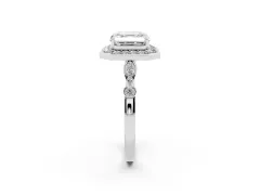 Asscher Cut Diamond Halo Engagement Ring Set in Platinum with Twisted Band and Prong Setting