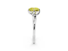 Fancy Yellow Radiant Cut Diamond Solitaire Engagement Ring Set in White gold with Classic Plain Band