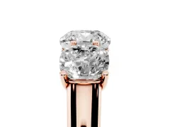 Cushion Cut Diamond Three-Stone Ring Set in Rose gold with Plain Polished Band