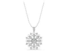 Round Diamond Cluster Pendant Set in White gold with Milgrain Floral Frame