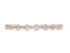 Round Diamond Bezel-Set Flexible Tennis Bracelet Set in Rose gold with Box Clasp