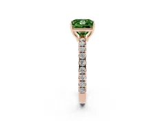Fancy Green Princess Cut Diamond Pavé Solitaire Engagement Ring Set in Rose gold with Prong Setting