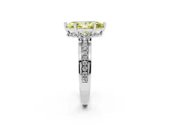 Fancy Yellow Marquise Cut Diamond Solitaire Ring Set in Platinum with Channel Set Band and Prong Setting