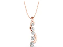 Round Diamond Twist Pendant Set in Rose gold with Five Prong-Set Stones