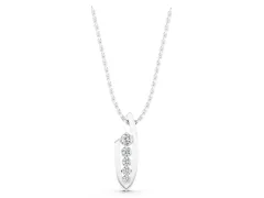 Channel Set Round Diamond Curved Pendant Set in White gold with Bar Prongs
