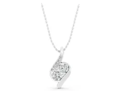 Round Diamond Two-Stone Pendant Set in White gold with Channel Setting and Swirl