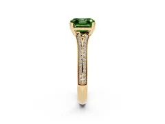 Fancy Green Asscher Cut Diamond Split Shank Pavé Engagement Ring Set in Yellow gold with Prong-Set Center Stone