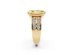 Fancy Yellow Marquise Cut Diamond Wide Channel Set Band Ring Set in Yellow gold with Bezel Setting