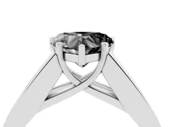 Fancy Black Heart Cut Diamond Solitaire Ring Set in Silver with Channel-Set Accent Stones and Prong Setting