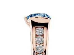 Fancy Blue Heart Cut Diamond Bezel-Set Solitaire Ring Set in Rose gold with Channel-Set Band