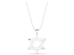 Star of David Pendant Set in Silver with Interlocking Triangles