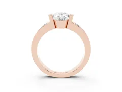 Oval Cut Diamond Channel-Set Band Ring Set in Rose gold with Bezel Prong Setting