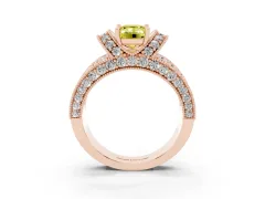 Fancy Yellow Emerald Cut Diamond Milgrain Halo Pavé Engagement Ring Set in Rose gold with Prong Setting