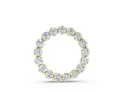 Round Diamond Circle Pendant Set in Yellow gold with Individually Prong-Set Stones