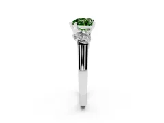 Fancy Green Heart Cut Diamond Three-Stone Trellis Ring Set in Silver with Comfort Fit Band