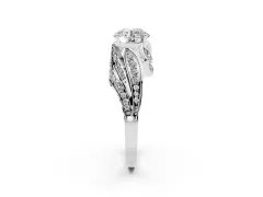 Round Cut Diamond Solitaire Ring Set in Platinum with Layered Twist Pavé Band