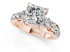 Princess Cut Diamond Pavé Engagement Ring Set in Rose gold with Prong Setting