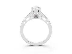 Pear Cut Diamond Prong Set Solitaire Engagement Ring Set in White gold with Pavé Band