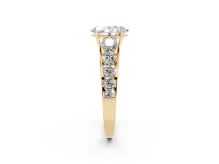 Oval Cut Diamond Solitaire Ring Set in Yellow gold with Pavé-Set Band and Prong Setting