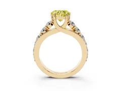 Fancy Yellow Heart Cut Diamond Pavé Engagement Ring Set in Yellow gold with Prong Setting