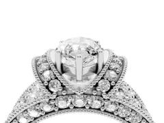 Marquise Cut Diamond Milgrain Halo Pavé Engagement Ring Set in White gold with Prong Setting