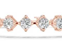 Princess Cut Diamond Tennis Bracelet Set in Rose gold with Square Prong Setting