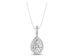 Pear Diamond Halo Pendant Set in White gold with Prong Setting