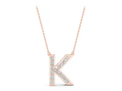 Pavé Round Initial Pendant Set in Rose gold with Delicate Prongs