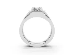 Emerald Cut Diamond Mens Ring Set in Silver with Baguette and Round Side Stones