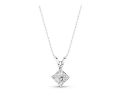 Princess Cut Pendant Set in Silver with Bezel Setting