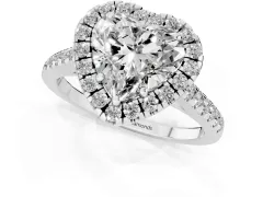 Heart Cut Diamond Pavé Halo Engagement Ring Set in Platinum with Pavé Band and Prong Setting