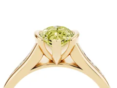 Fancy Yellow Marquise Cut Diamond Bezel-Set Solitaire Ring Set in Yellow gold with Channel-Set Band