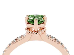 Fancy Green Pear Cut Diamond Solitaire Ring Set in Rose gold with Channel Set Band and Prong Setting