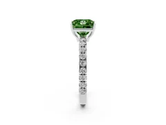 Fancy Green Princess Cut Diamond Pavé Solitaire Engagement Ring Set in Silver with Prong Setting