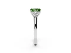 Fancy Green Radiant Cut Diamond Five-Stone Prong Set Band Ring Set in White gold with Polished Band