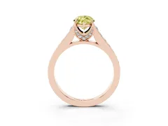 Fancy Yellow Marquise Cut Diamond Solitaire Pavé Engagement Ring Set in Rose gold with Prong Setting