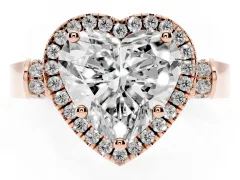 Heart Cut Diamond Halo Ring Set in Rose gold with Twist Band and Pavé Accents