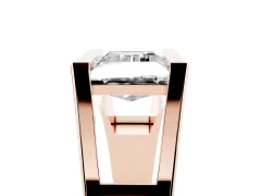 Baguette Diamond Geometric Solitaire Ring Set in Rose gold with Open Sides