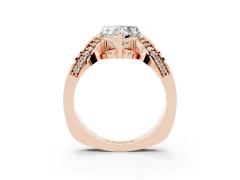 Heart Cut Diamond Solitaire Engagement Ring Set in Rose gold with Pavé Shoulders